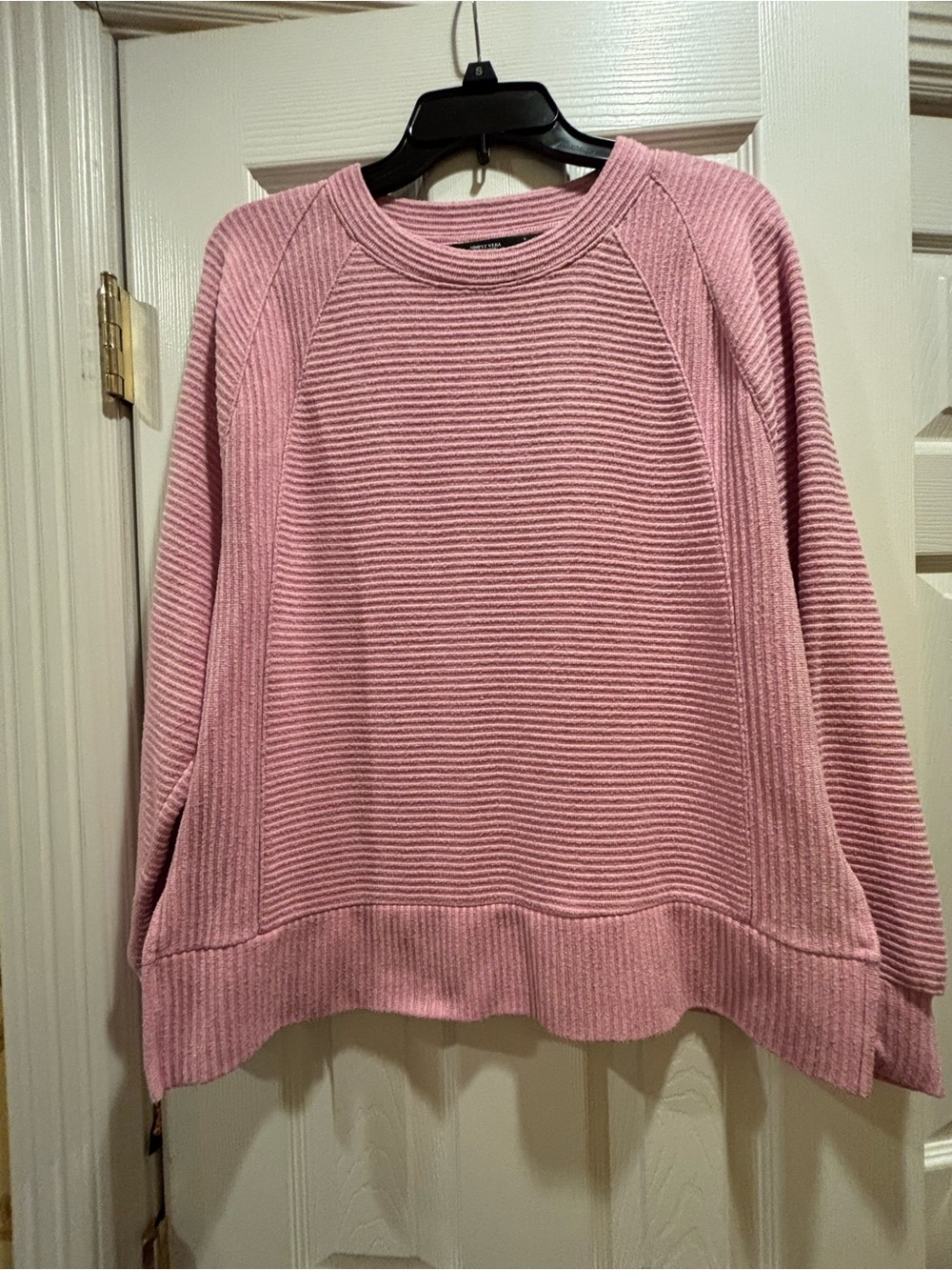 Simply Vera Vera Wang Pink Ribbed Crewneck Sweater